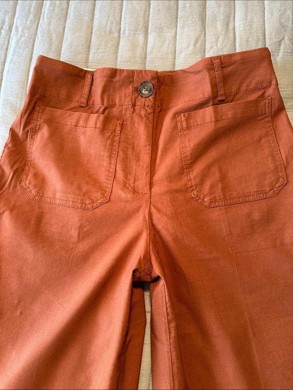 NEW Hilary Radley Rust Brown High-Rise Wide Leg Crop Pants - Picture 2 of 8